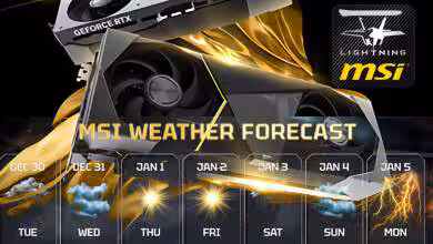 Teaser de la carte graphique MSI RTX 5090 LIGHTNING présenté pour le CES 2026