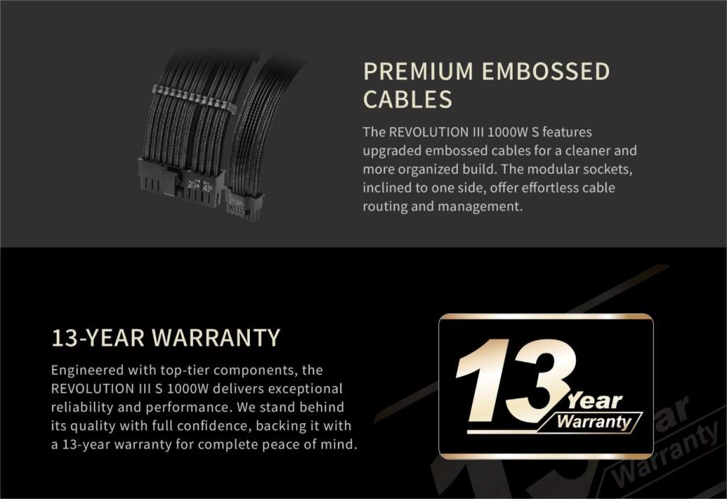 ENERMAX présente la REVOLUTION III S 1000W Platinum, une alimentation ATX 3.1 compacte 10 REVOLUTION IIIS certif