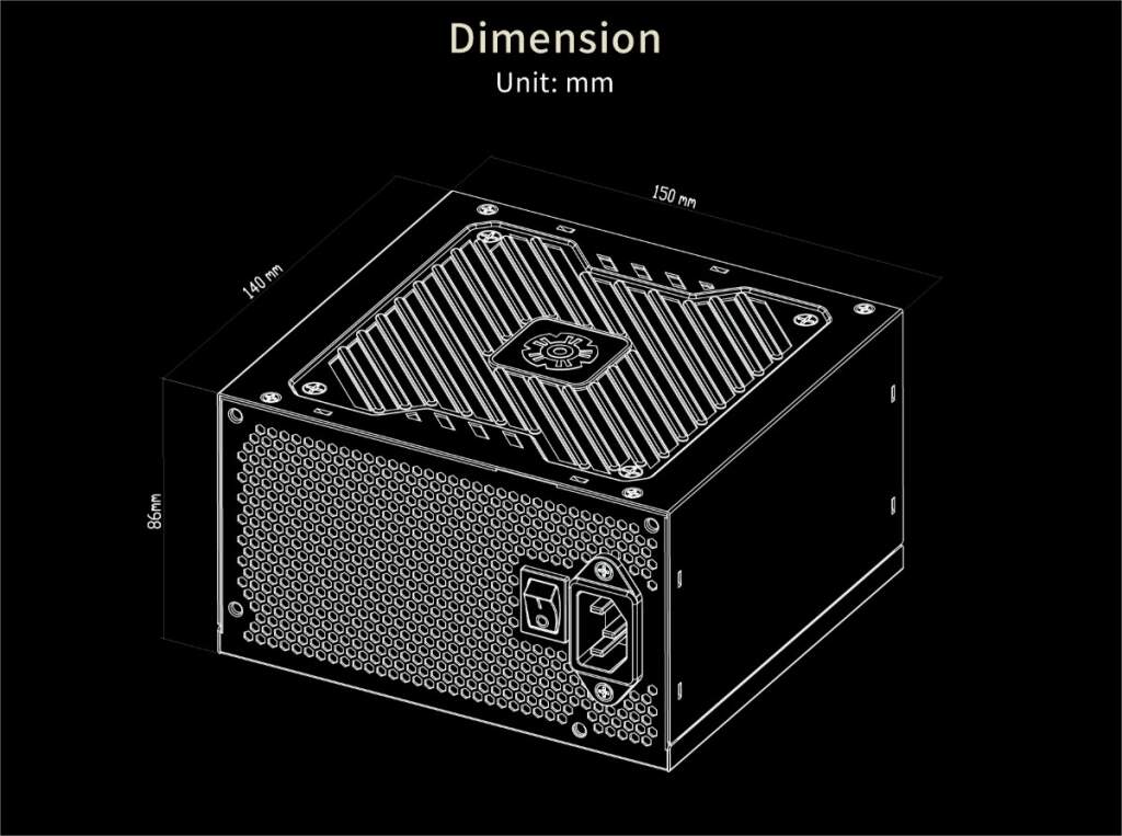 ENERMAX présente la REVOLUTION III S 1000W Platinum, une alimentation ATX 3.1 compacte 9 REVOLUTION IIIS dimensions