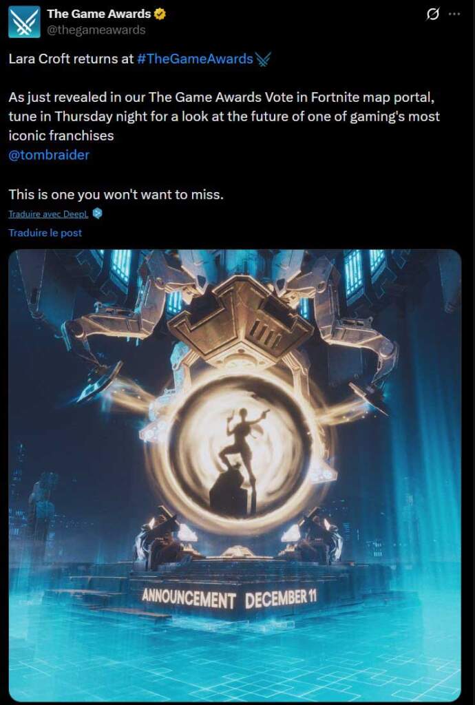 Tomb Raider fait son retour. Annonce prévue aux Game Awards 2025 3 TGA Tomb Raider X