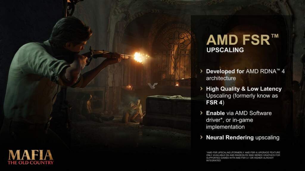 Interface AMD FSR Redstone montrant options d'upscaling ML, Frame Generation et Ray Regeneration pour Radeon RX 9000