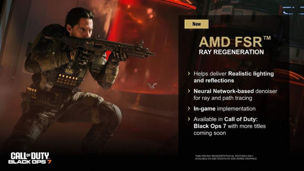 Illustration technique AMD FSR Redstone montrant upscaling ML, Frame Gen et Ray Regeneration réservé aux cartes Radeon RX 900