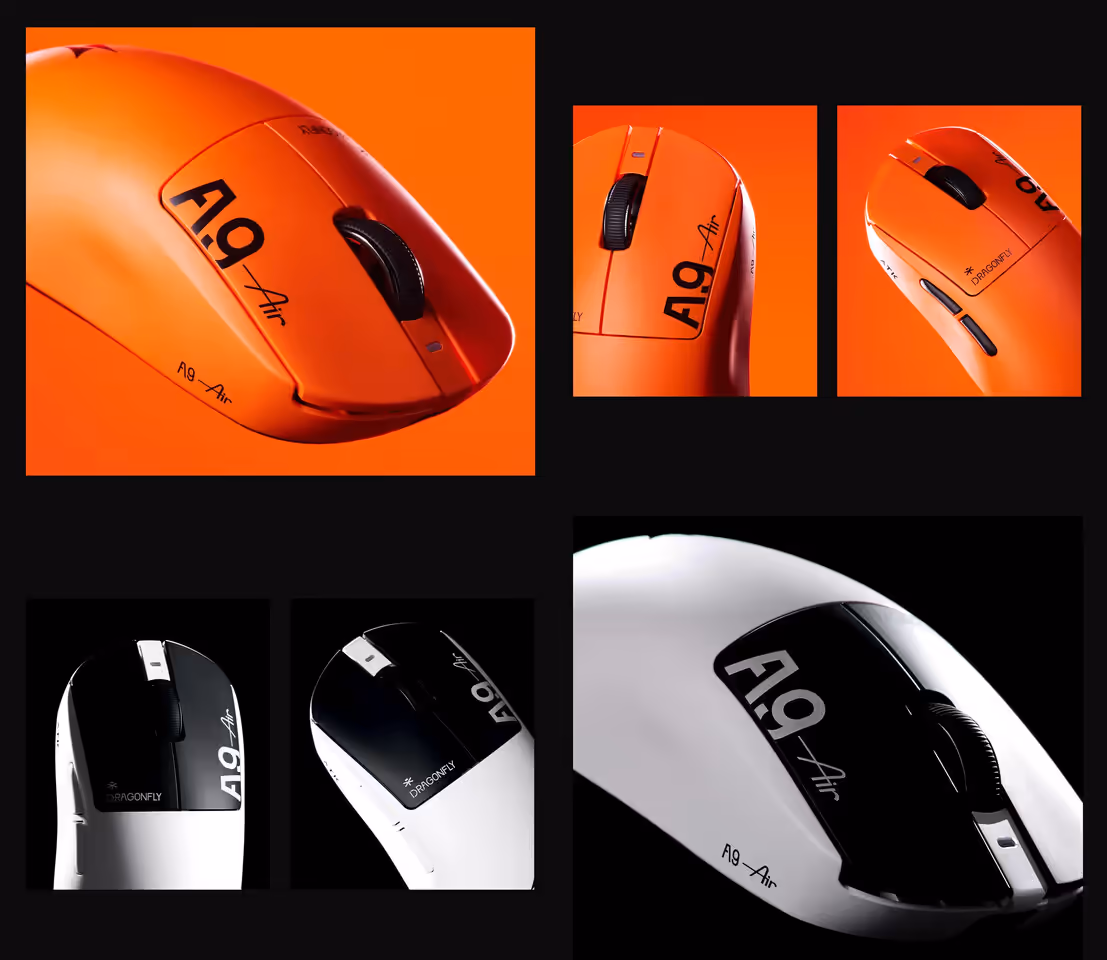 Souris gaming sans fil ATK A9 47 g capteur PAW3950 8 kHz design ambidextre RGB bouton DPI