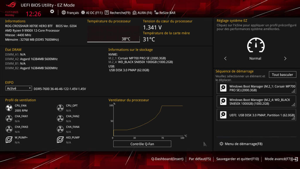 bios rog crosshair x870e hero btf 1