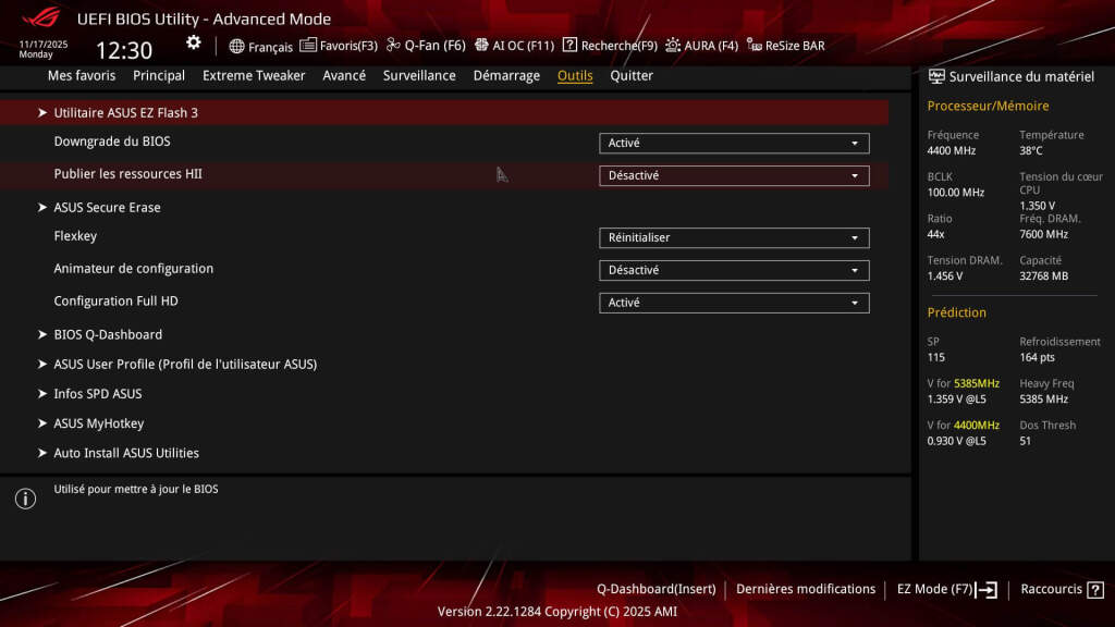 bios rog crosshair x870e hero btf 19
