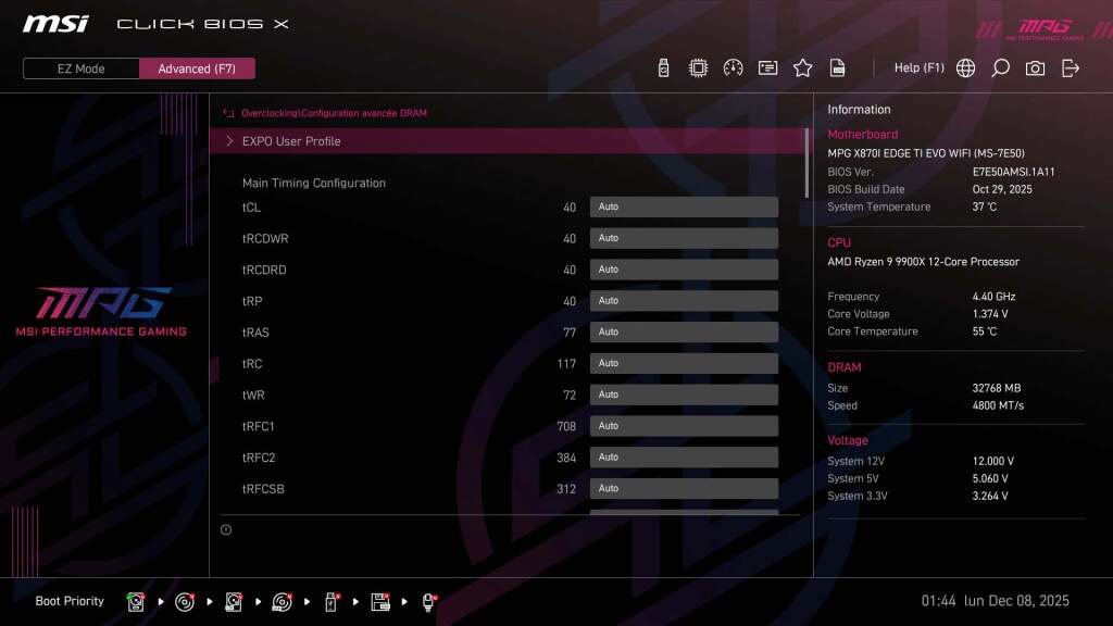 bios x870i edge ti evo MSI Configuration av [2025 12 08 01 44 04]