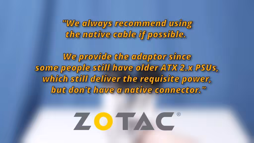 réponse de zotac sur le 12V 2×6 