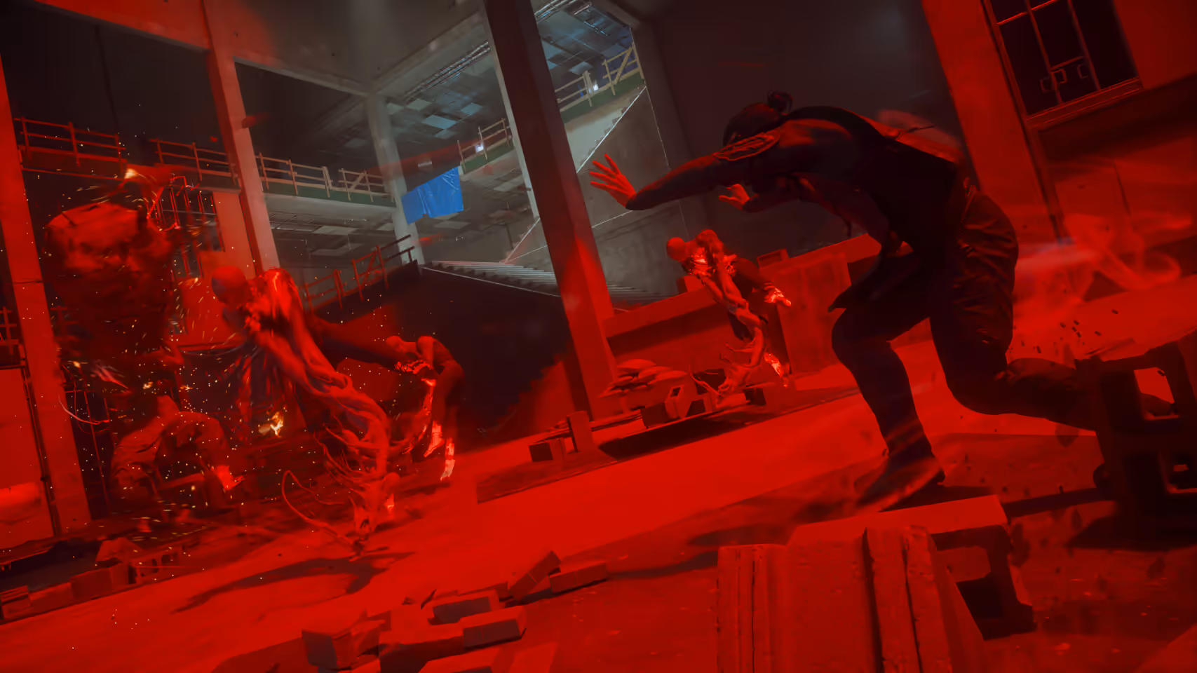 Control Resonant annoncé pour 2026 : Manhattan déformée, Dylan Faden en première ligne 48 Capture du gameplay de Control Resonant montrant Manhattan déformée, effets physiques, ray tracing et personnages en combat (Dylan Faden)