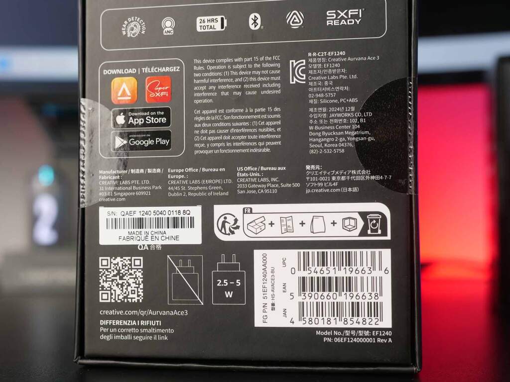 creative aurvana ace 3 packaging dos