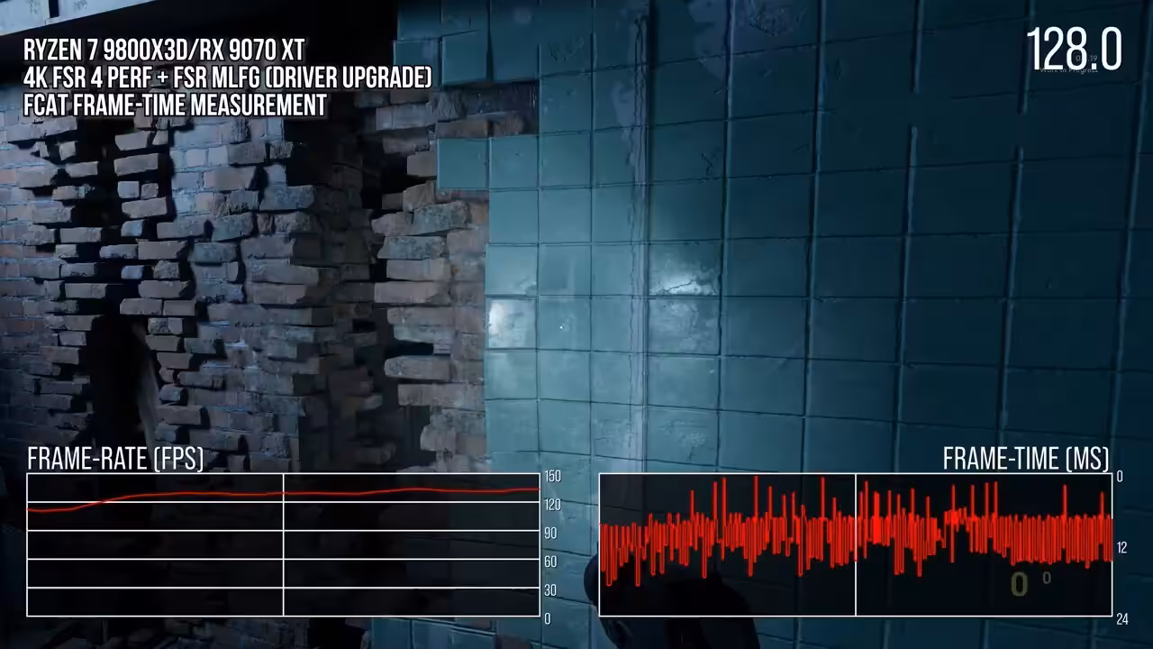 FSR 4 Redstone : problème de frame pacing, Digital Foundry pointe l’absence de flip metering 3 Capture d'écran comparant FSR 4 Redstone et frame pacing montrant tearing et absence de flip metering sur GPU