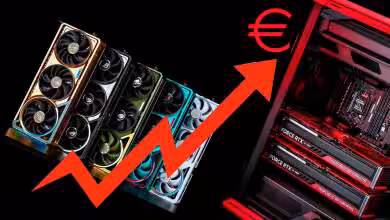 cartes graphiques GPU AIB alignés sur une table, évoquant la hausse des prix des GPU custom AIB en 2026, AMD et NVIDIA