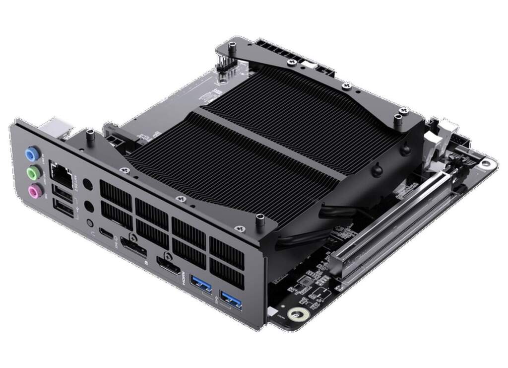 Minisforum BD895i SE MoDT avec Ryzen 9 8945HX : Mini-ITX musclé à 439 EUR 3 Carte mère Mini-ITX MINISFORUM BD895i SE vue rapprochée avec socket et composants, mini-PC Ryzen 9 8945HX performant