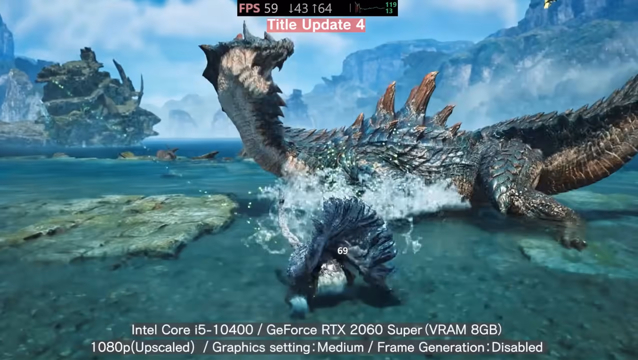 Monster Hunter Wilds PC : Capcom détaille les boosts de perfs et le patch Steam 22 Capture d'écran Monster Hunter Wilds PC montrant options graphiques, réglages performance, GPU et CPU, optimisation Steam