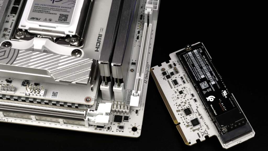 Test MSI MPG X870I Edge Ti EVO WiFi : la carte mère X870 Mini-ITX ultime ? 104 msi mpg x870 i edge ti evo wifi Xpander ssd pcie 4