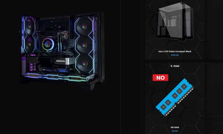 PC préassemblé sans RAM : Paradox Customs ose une option inédite face à la pénurie 1 Boîtier PC préassemblé Paradox Customs sans RAM installés, carte mère visible et slots mémoire vides