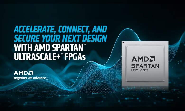 Photo des FPGA AMD Spartan UltraScale+ SU45P SU60P avec PCIe 4.0 et transceivers 16,3G pour applications industrielles