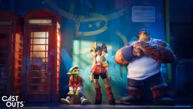 Capture du jeu Cast Out sur PS5 et PC montrant combat fantasy coop, effets d'éclairage, textures haute résolution et HDR