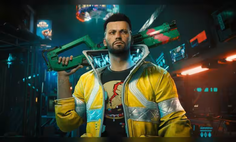 Affiche Cyberpunk 2 : directeur créatif, moteur Unreal Engine 5, rendu haute fidélité, architecture urbaine, éclairage volumétrique, textures détaillées, GPU moderne