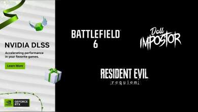 Capture jeu montrant NVIDIA DLSS 4 activé, rendu RTX, Ray Tracing, GPU RTX 5090, effets de lumière et performance améliorée