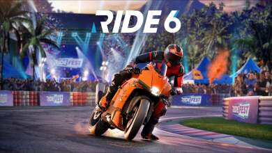 Vue rapprochée d'une moto sportive dans Ride 6 sur PC/console, textures haute résolution, éclairage PBR et modélisation 3D détaillée