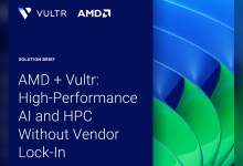 Baie de serveurs GPU AMD Instinct MI355X dans supercluster IA Vultr Ohio, racks, refroidissement, câblage réseau haute densité