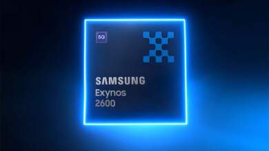 SoC Samsung Exynos 2600 annoncé en 2 nm avec GPU Xclipse 960, branding et schéma du processeur sur fond sombre