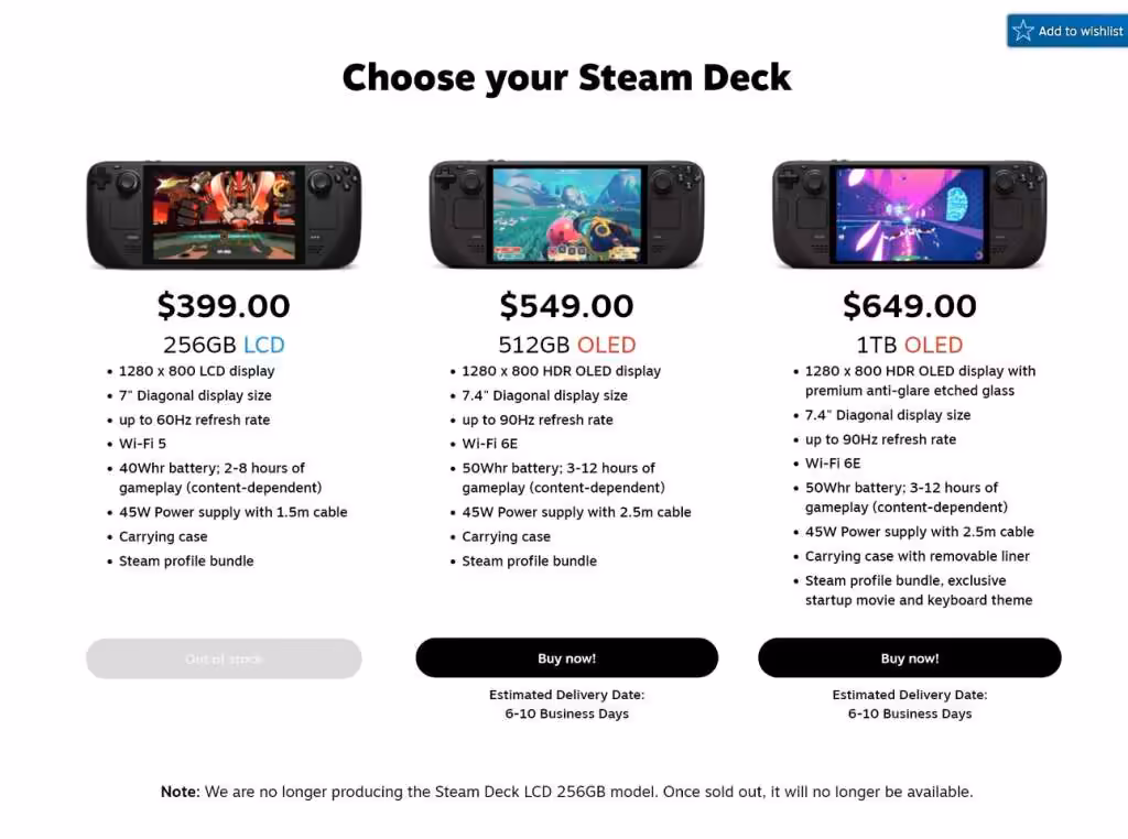 Steam Deck OLED : Valve arrête définitivement le modèle LCD 256 Go, stocks épuisés 2 Steam Deck OLED face avant écran OLED contrôleurs intégrés Docking portable matériel Valve 256 Go LCD discontinu
