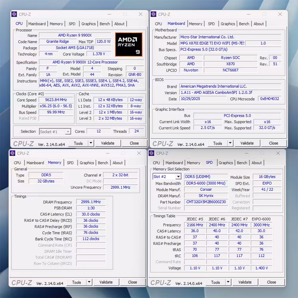 Test MSI MPG X870I Edge Ti EVO WiFi : la carte mère X870 Mini-ITX ultime ? 122 test msi mpg x870 i edge ti evo wifi cpu z list