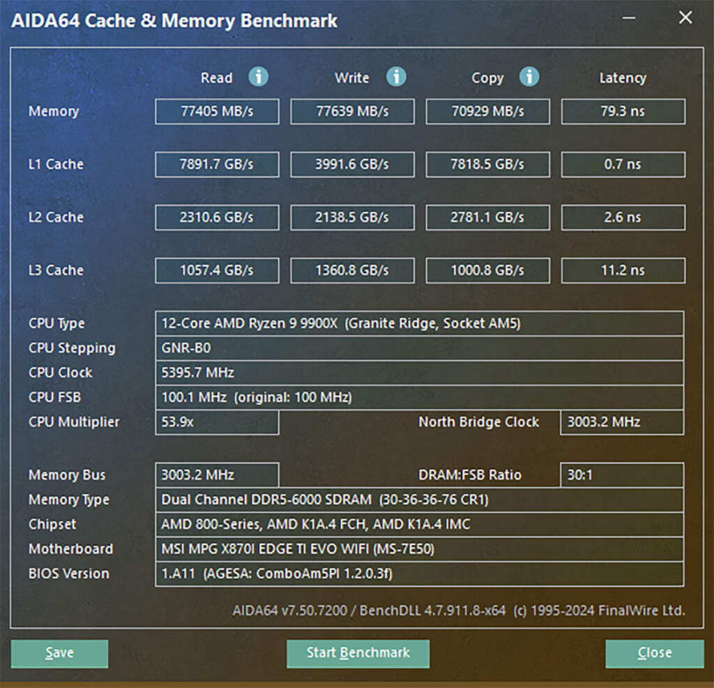 Test MSI MPG X870I Edge Ti EVO WiFi : la carte mère X870 Mini-ITX ultime ? 125 test msi mpg x870 i edge ti evo wifi mémoire et caches
