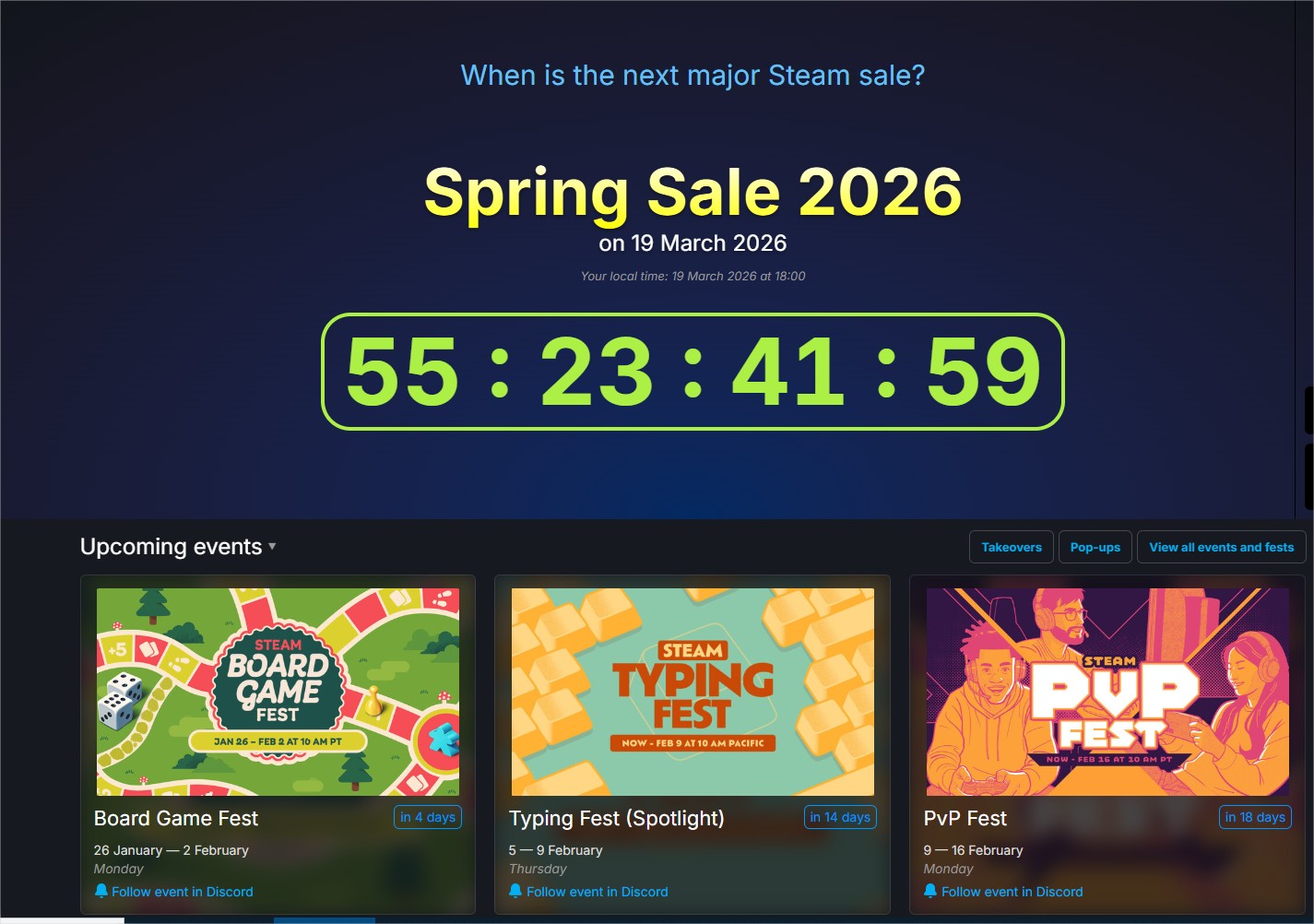 Steam Inonde 2026 De Promotions La Fin Des Vraies Soldes Steam Sale Dates . When Is The Next Steam Sale . Countdown And History . SteamDB Google Chrome 