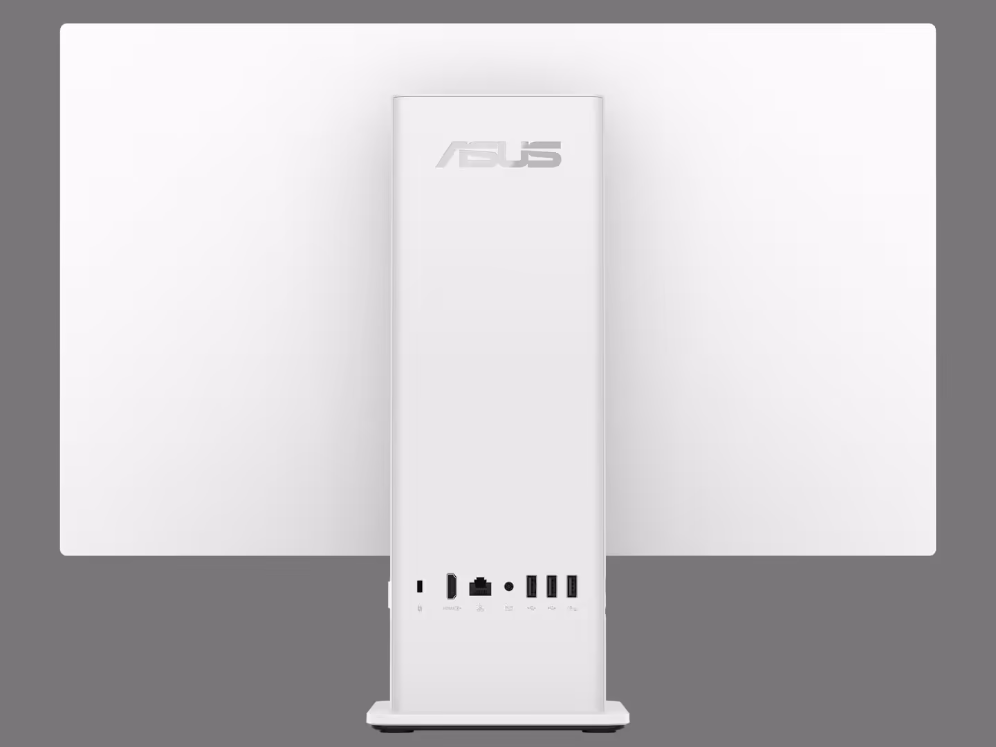 ASUS V400 AiO : premier pc tout-en-un Copilot+ sous Snapdragon X au monde 8 Vue arrière de l'ASUS V400 tout-en-un montrant différents ports de connexion.