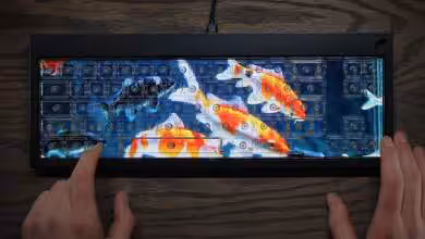 Clavier Finalmouse Centerpiece avec touches transparentes et motif lumineux intégré