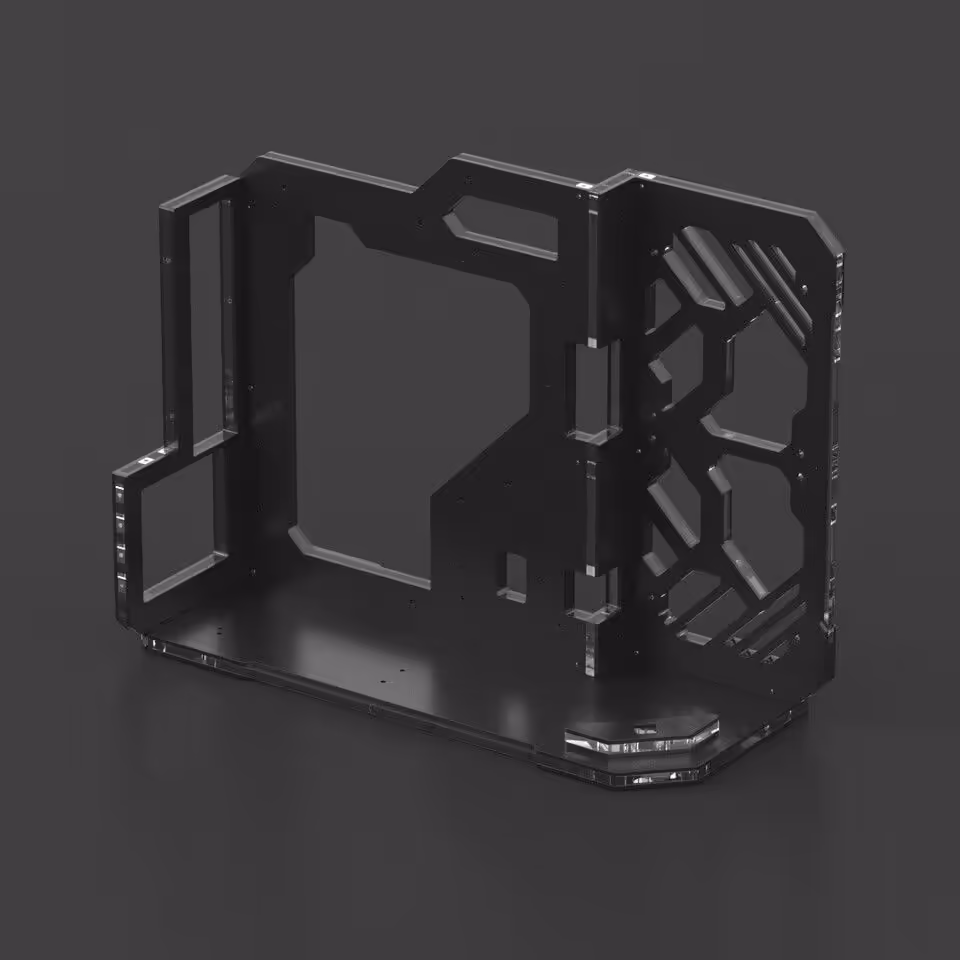 Structure vide du boîtier Geeek Exo 1 microATX vue de face.