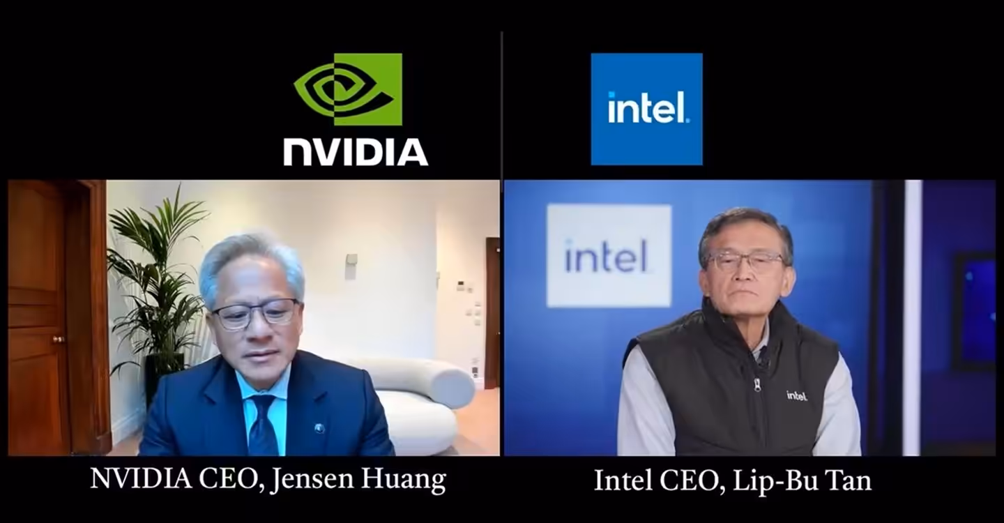 Discussion entre les PDG de NVIDIA et Intel dans une vidéoconférence.