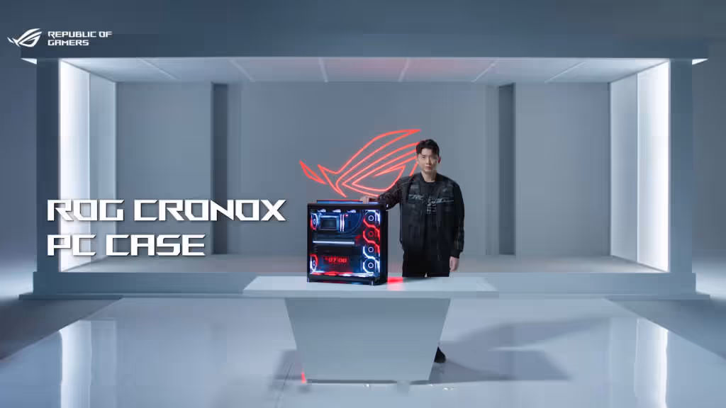 ASUS ROG Cronox : le boîtier panoramique ultime avec écran LCD et airflow breveté 9 présentation asus rog cronox boîtier panoramique avec écran et ventilateurs eurux ces 2026