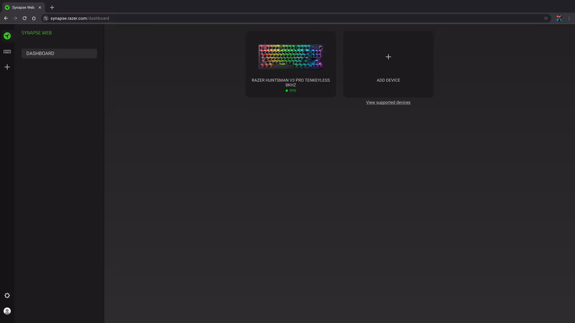 Razer Synapse Web beta : une app navigateur pour régler ses périphériques 4 Interface Razer Synapse Web avec clavier Razer Huntsman Mini connecté
