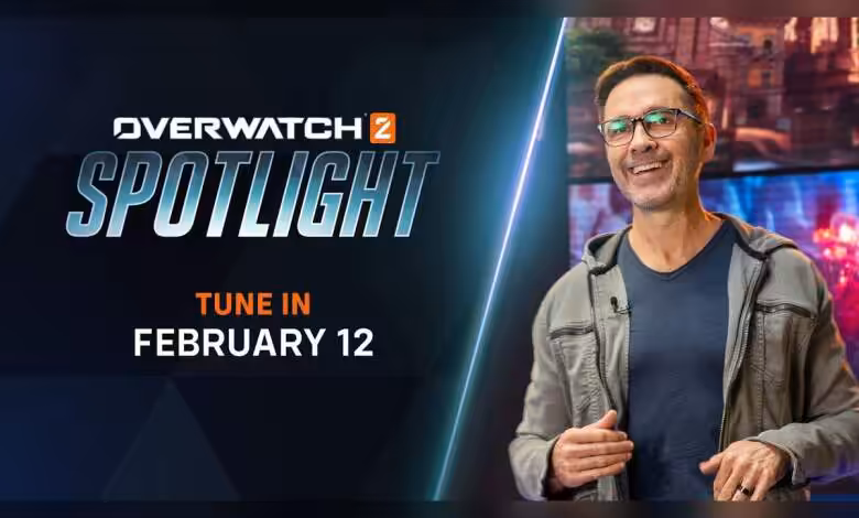 Blizzard Showcase 2026: une série de présentations développeurs pour ouvrir le prochain chapitre 1 Présentation Overwatch 2 Spotlight avec présentateur, date et heure indiquées.