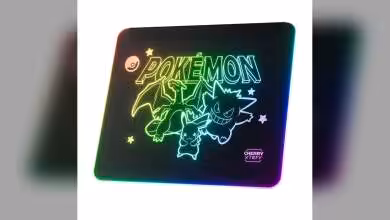 CHERRY XTRFY LumiPad Pokémon : tapis rigide ARGB en édition Pikachu, Dracaufeu, Ectoplasma 13 Tapis de souris CHERRY XTRFY avec motifs Pokémon et éclairage ARGB.