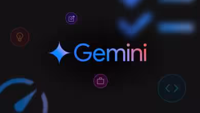 Logo Google Gemini avec icônes colorées en arrière-plan