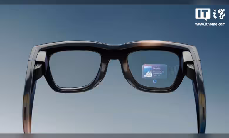 Lunettes IA : Meta accélère, Google et Apple préparent l’offensive mondiale 1 Lunettes intelligentes avec affichage tête haute intégré sur la lentille droite, design rectangulaire moderne.