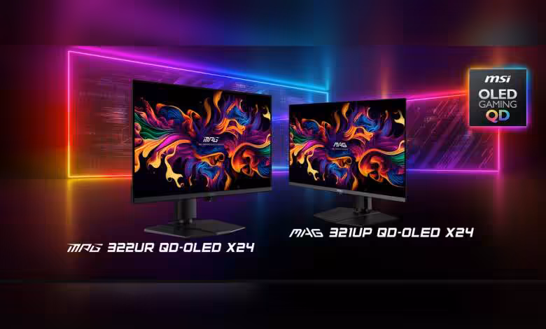 MSI 32 pouces 4K QD‑OLED : deux écrans X24 misent sur tandem OLED et IA 1 Écran MSI 32" 4K QD-OLED X24 duo, panneaux OLED, rétroéclairage quantum dot, design moniteur gaming, HDMI/DisplayPort, HDR, faible latency