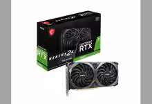 Carte graphique MSI Ventus 2X RTX 3060 avec boîte et double ventilateurs.
