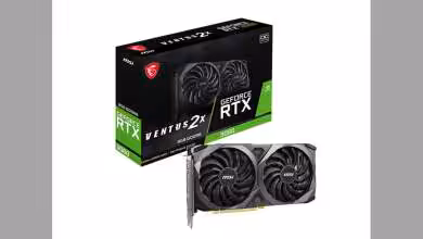 Carte graphique MSI Ventus 2X RTX 3060 avec boîte et double ventilateurs.