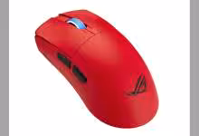 ASUS ROG Harpe II Ace lave red en précommande : souris 48 g, 42K dpi, 8K sans fil 8 Souris ASUS ROG Harpe II Ace en rouge avec logo distinctif.