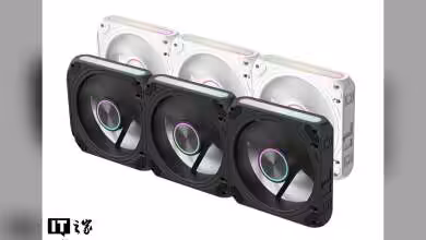 Ventilateurs Segotep GS-120 ARGB modulaires, noir et blanc, avec éclairage RGB.
