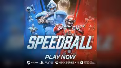 Speedball revient sur PS5, Xbox Series et PC : Rebellion relance le sport futuriste 3 Affiche du jeu Speedball avec mentions PS5, Xbox Series X/S, Steam, Windows Store.