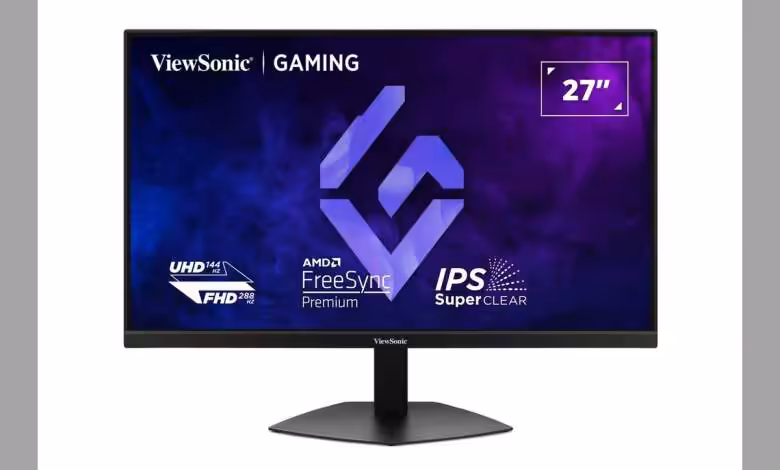 ViewSonic gaming : deux moniteurs 27 pouces entre 4K 144 Hz et QD‑OLED 240 Hz 1 Moniteur ViewSonic Gaming 27" UHD, FreeSync Premium, technologie IPS SuperClear.