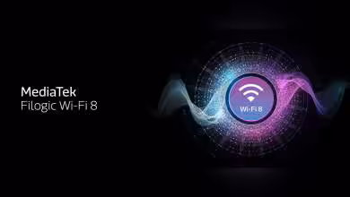 Logo Wi-Fi 8 de MediaTek Filogic avec design futuriste coloré