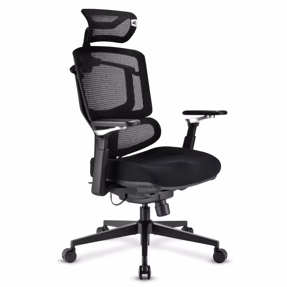 Sharkoon OfficePal C50/C50M : deux chaises mesh à 299,90 € avec 5D et appuis réglables 3 Chaise Sharkoon OfficePal C50M en mesh noir vue latérale.