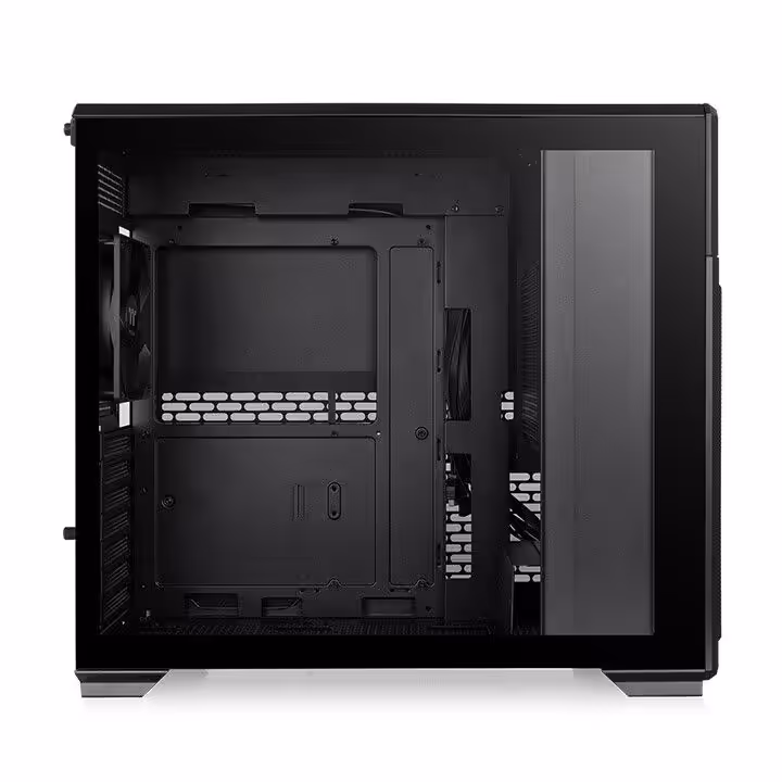 Thermaltake TR300 : mid-tower ATX avec PSU en façade et écran LCD optionnel 3 Vue latérale interne du boîtier Thermaltake TR300 montrant l’espace pour composants.